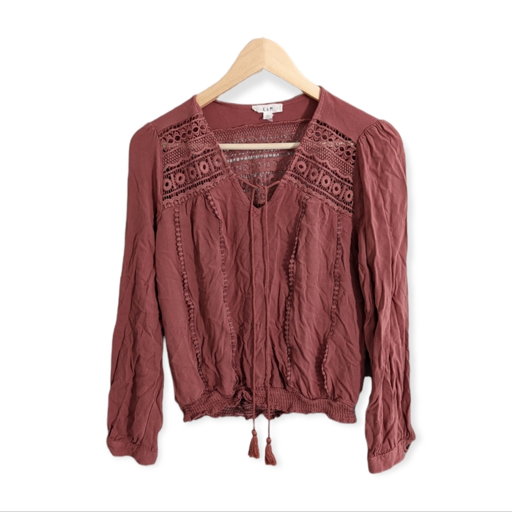 E&M Boho Lace Cut Out Blouse